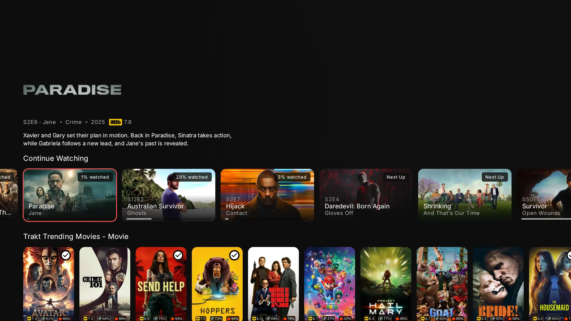 Continue Watching row